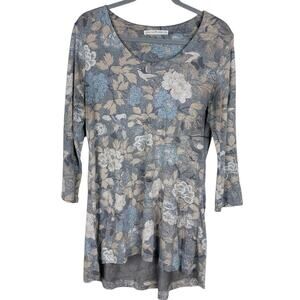 Peruvian Connection Floral Tunic Top Size Medium